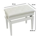 Ver imagem 3 de Banqueta,Banco com Porta Livros,Regulagem de Altura,Couro Sintético,Assento 55 Cm X 34 Cm,Luxo,Branco