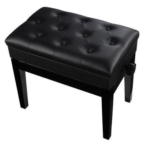 Banqueta,Banco com Porta Livros,Regulagem de Altura,Couro Sintético,Assento 55 Cm X 34 Cm,Luxo,Preto