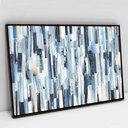Ver imagem 1 de Quadro Decorativo em Canvas Abstrato Listras Multicoloridas e Azuladas TaColado Moldura Flutuante 4,