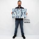 Ver imagem 2 de Quadro Decorativo em Canvas Abstrato Listras Multicoloridas e Azuladas TaColado Moldura Flutuante 4,