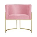 Ver imagem 3 de Poltrona para Sala de Estar com Base Metal Dourada Keren - Suede - Sv Decor: Rosa