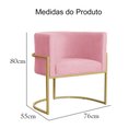 Ver imagem 2 de Poltrona para Sala de Estar com Base Metal Dourada Keren - Suede - Sv Decor: Rosa