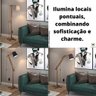 Luminária 1,6m Articulada Chão Pedestal Piso Abajur Madeira:PALHA - 4