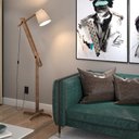 Ver imagem 1 de Luminária 1,6m Articulada Chão Pedestal Piso Abajur Madeira:PALHA