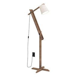 Luminária 1,6m Articulada Chão Pedestal Piso Abajur Madeira:PALHA - 2