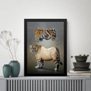 Ver imagem 1 de Quadro Decorativo para Lavanderia - Tigre 24x18cm - com Vidro:moldura Branca