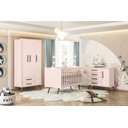 Ver imagem 1 de Dormitório Infantil com Berço Cômoda e Roupeiro Linha Retrô Rosa Babê - Leartam