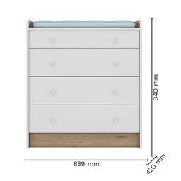 Dormitório Doce Sonho 2 Portas, Cômoda Trocador e Berço Americano Carvalho/Branco com Colchão - Qmov - 4