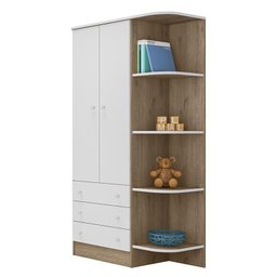 Dormitório Doce Sonho 2 Portas, Cômoda Trocador e Berço Americano Carvalho/Branco com Colchão - Qmov - 2