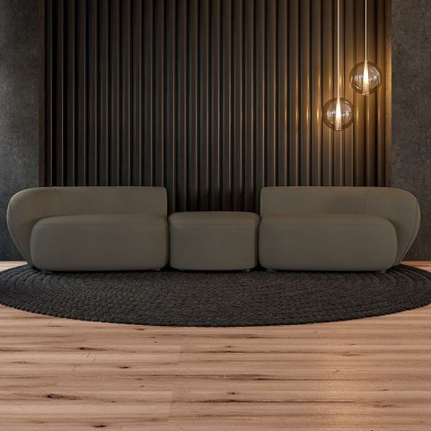 Sofá Versátil Sala de Estar Egito 302cm Modulado Veludo Marrom G52 - Gran Belo
