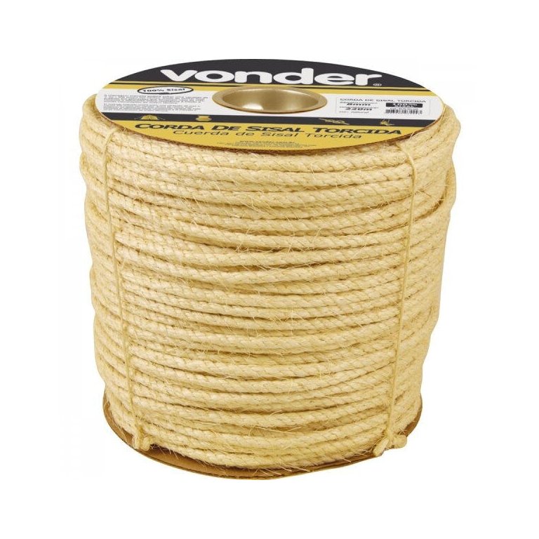 Corda de sisal 8 mm x 220 m em carretel Vonder