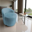 Ver imagem 7 de Poltrona Decorativa Yara Orgânica Linho Azul