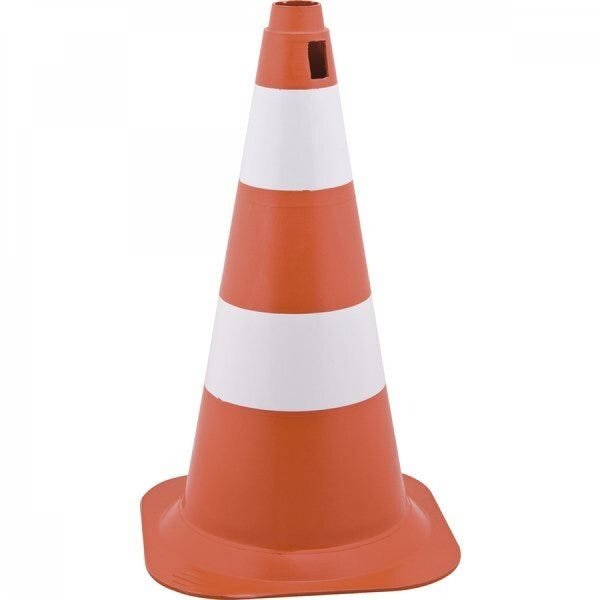 Cone de sinalização com 75 cm branco e laranja em polietileno Vonder
