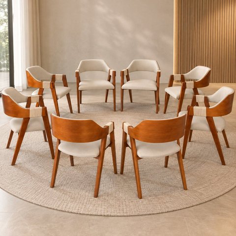 Kit 8 Poltronas Lux Ergônomicas Design Sofisticado & Elegante Àreas Gourmet & Sala de Jantar