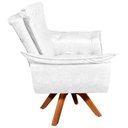 Ver imagem 3 de Poltrona Decorativa Base Giratória em Madeira Charger Pu Branco G19 - Gran Belo