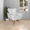 Ver mais imagens de Poltrona Decorativa Base Giratória em Madeira Charger Pu Branco G19 - Gran Belo