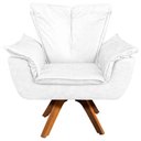 Ver imagem 4 de Poltrona Decorativa Base Giratória em Madeira Charger Pu Branco G19 - Gran Belo