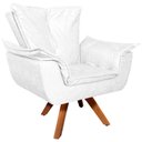 Ver imagem 1 de Poltrona Decorativa Base Giratória em Madeira Charger Pu Branco G19 - Gran Belo