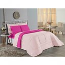 Ver imagem 4 de Kit Edredom Dupla Face + Jogo de Lençol King Nobre 6 Peças Malha 100% Algodão - Rosa / Pink