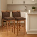 Ver imagem 2 de Kit 2 Banquetas Alta Cozinha Gourmet Estofada Suede:suede Marrom