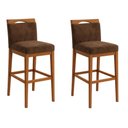 Ver imagem 1 de Kit 2 Banquetas Alta Cozinha Gourmet Estofada Suede:suede Marrom