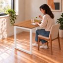 Ver imagem 6 de Mesa de Jantar Reforçada Industrial 100x90cm Tampo Marrom Pés Branco