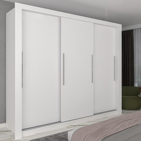 Roupeiro Veneza 3 Portas sem Pés - Branco
