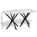 Ver imagem 2 de Mesa 150 X 80 Cm Sala de Jantar Cozinha 2 Bases 4 Pernas Metal Preto Tampo de Vidro