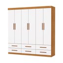 Ver imagem 1 de Guarda Roupa Dallas 6 Portas sem Espelho Central 6 Gavetas Carioca Moveis Cinamomo/neve