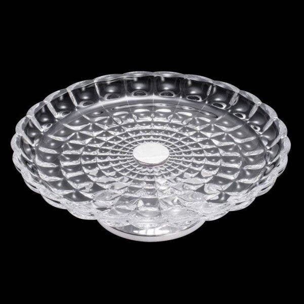 Prato para Bolo de Cristal com Pé de Aço Inox Bubble 37cm Rojemac - 2