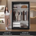 Ver imagem 6 de Guarda-roupa Solteiro 2 Portas de Correr com Espelho 2 Gavetas Preto/cinza Vivare Madesa