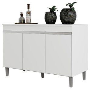 Balcão Pia Manu 120cm Branco com Tampo Mdp - Ajl Móveis