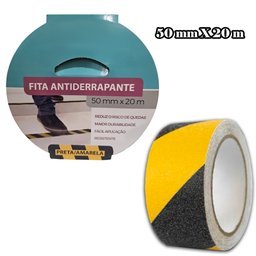 Fita Antiderrapante Faixa Escadas Piso Adesiva 50mm X 20m Amarelo e Preto Zebrada - 4 Fita Antiderrapante Faixa Escadas Piso Adesiva 50mm X 20m Amarelo e Preto Zebrada - 4