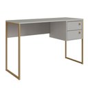 Ver imagem 1 de Escrivaninha com 2 Gavetas Industrial P1012 Arena Dourado Home Office Escritório Placa e Ponto