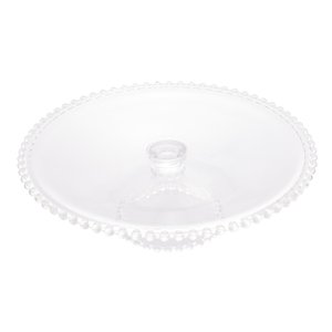 Prato C/Pé P/Bolo Cristal Pearl Bolinha Transparente 31cm Wolff