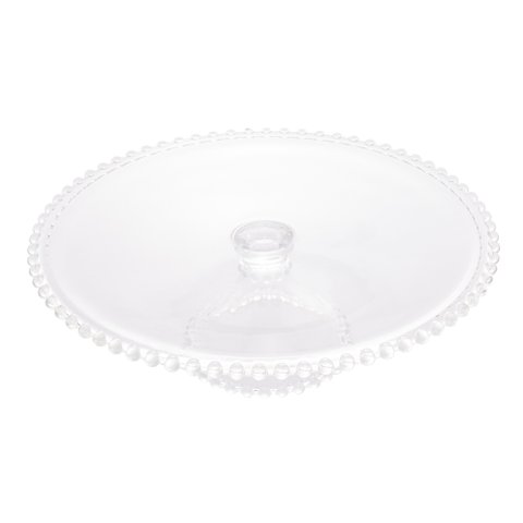 Prato C/Pé P/Bolo Cristal Pearl Bolinha Transparente 31cm Wolff