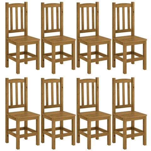 Kit 8 Cadeiras Madeira Maciça Diamante Cor Nogueira Nemargi