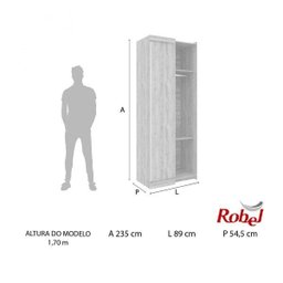 Guarda-Roupa Canto Reto Modulado 1 Porta Supreme Robel - 3