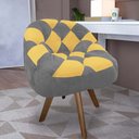 Ver imagem 1 de Poltrona Paloma Escritório Sala Giratória Madeira Suede Cinza e Suede Mostarda - Dominic Decor