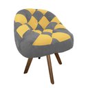 Ver imagem 2 de Poltrona Paloma Escritório Sala Giratória Madeira Suede Cinza e Suede Mostarda - Dominic Decor
