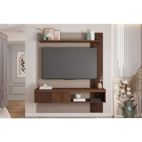 Painel Home P/ Tv até 65 Pol Jade Ripada 150x183cm Fendi/havana - Caemmun