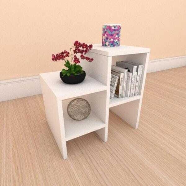 Mesa de centro slim moderna em mdf branco - 1