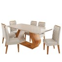 Ver imagem 2 de Conjunto Sala de Jantar 6 Lugares Retangular Tampo de Vidro e MDF Desire Bege/Mel/Off White