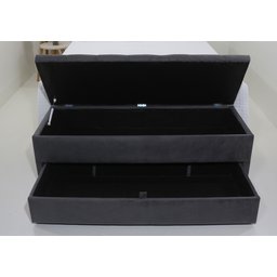 Kit Casal Baú Gaveta e Cabeceira com Fixação no Box 140x117cm Modelo Livert na Cor Cinza Escuro - 4