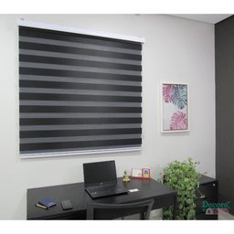 Persiana Rolo Double Vision Zebra 160larg X 160alt Preta com Bando - Sala/ Escritório/quarto/sacada - 3