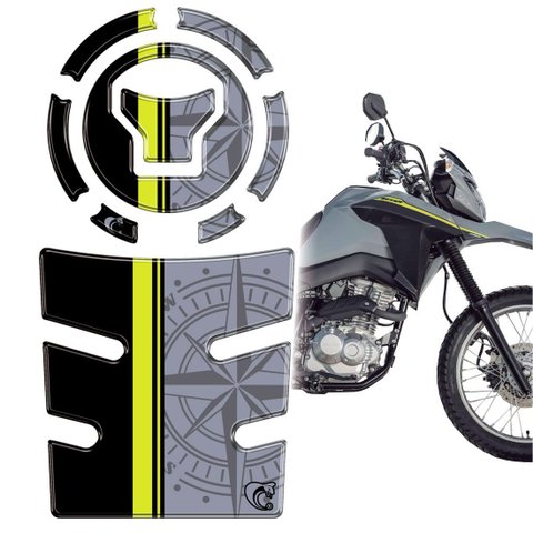Kit Protetor Tanque Bocal Resinado Bros 25/26 Cinza/amarelo
