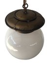 Ver imagem 3 de Lustre de Ferro Rústico Com Globo De Vidro Artesanal 01 Bocal