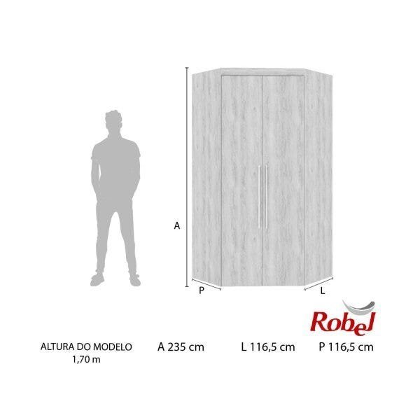 Guarda-Roupa Canto Modulado 2 Portas 3 Gavetas Supreme Robel - 3