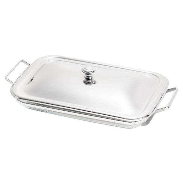 Suporte Aramado de Aço Inox com Refratário com Tampa 37cmx23cm Rojemac - 1