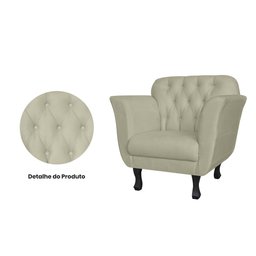 Kit 2 Poltronas Decorativa Couro Bege Pés Madeira Ms Decor - 2